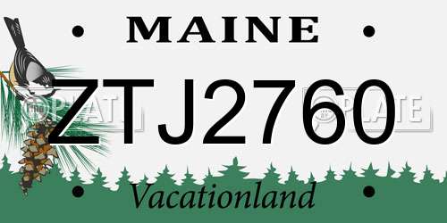 ZTJ2760 Maine License Plate