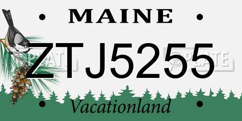 ZTJ5255 Maine License Plate