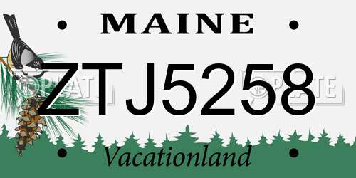 ZTJ5258 Maine License Plate