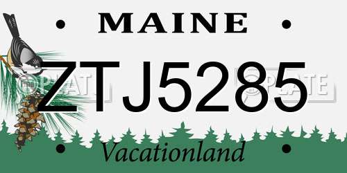 ZTJ5285 Maine License Plate