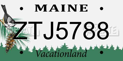 ZTJ5788 Maine License Plate
