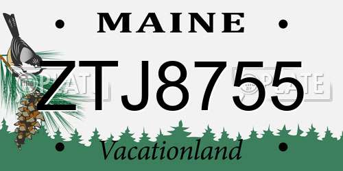 ZTJ8755 Maine License Plate