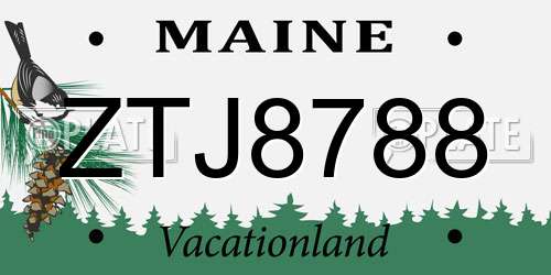 ZTJ8788 Maine License Plate