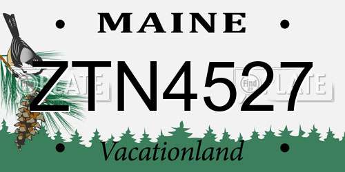 ZTN4527 Maine License Plate
