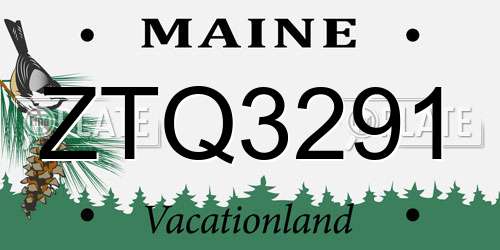 ZTQ3291 Maine License Plate