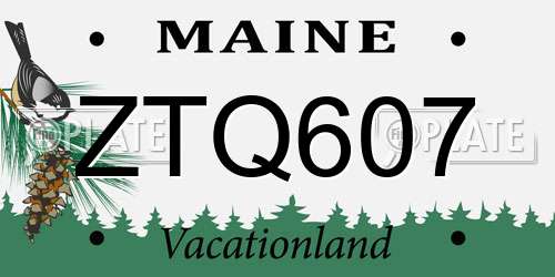 ZTQ607 Maine License Plate