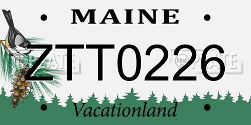 ZTT0226 Maine License Plate