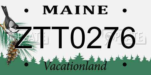 ZTT0276 Maine License Plate