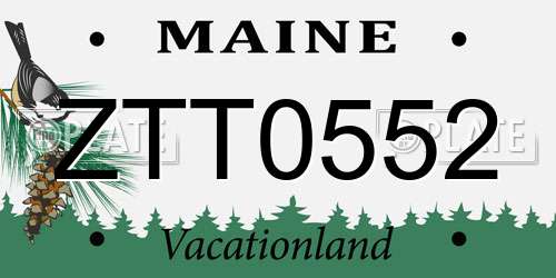 ZTT0552 Maine License Plate
