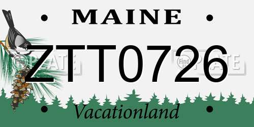 ZTT0726 Maine License Plate