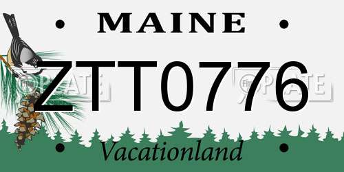 ZTT0776 Maine License Plate