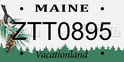 ZTT0895 Maine License Plate