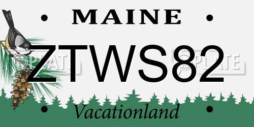 ZTWS82 Maine License Plate