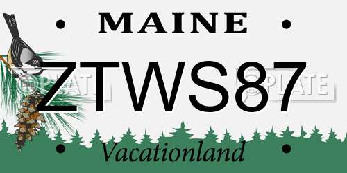 ZTWS87 Maine License Plate