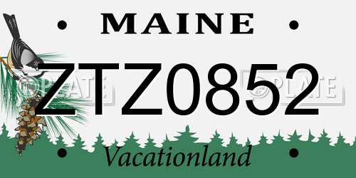 ZTZ0852 Maine License Plate