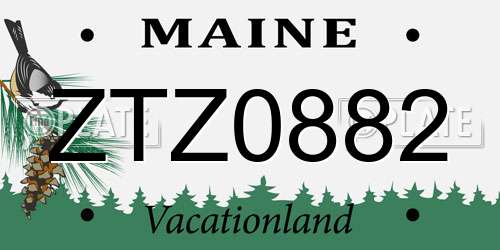 ZTZ0882 Maine License Plate
