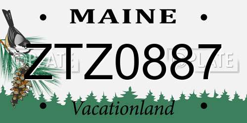 ZTZ0887 Maine License Plate