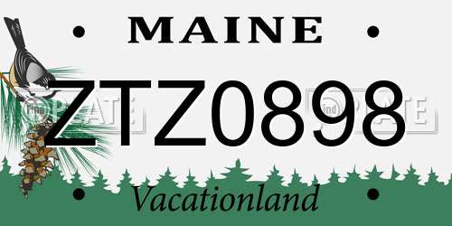 ZTZ0898 Maine License Plate