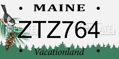 ZTZ764 Maine License Plate