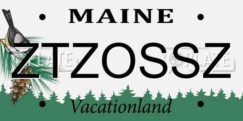 ZTZOSSZ Maine License Plate