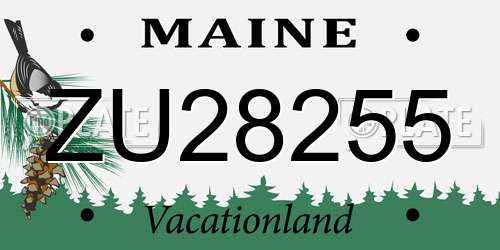 ZU28255 Maine License Plate