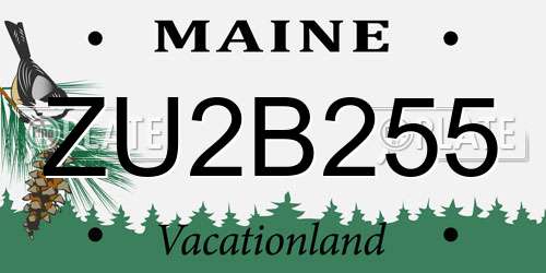 ZU2B255 Maine License Plate
