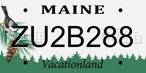 ZU2B288 Maine License Plate
