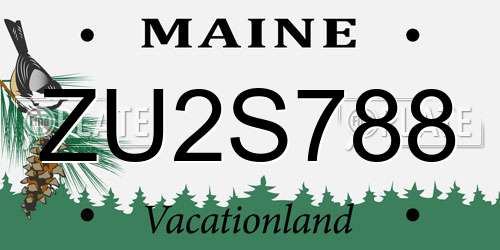 ZU2S788 Maine License Plate