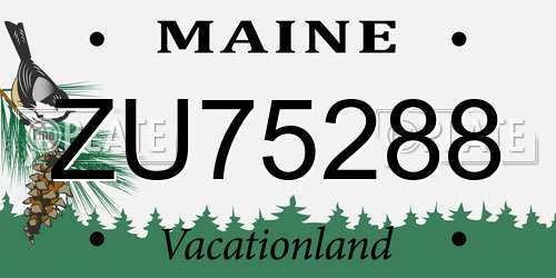 ZU75288 Maine License Plate