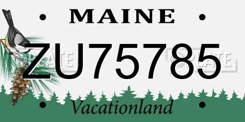 ZU75785 Maine License Plate