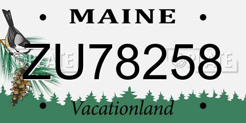 ZU78258 Maine License Plate