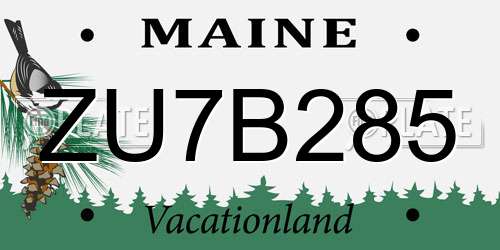 ZU7B285 Maine License Plate