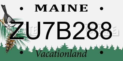ZU7B288 Maine License Plate