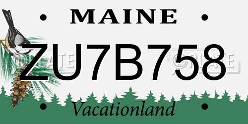 ZU7B758 Maine License Plate