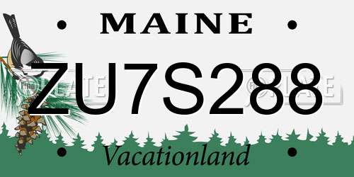 ZU7S288 Maine License Plate