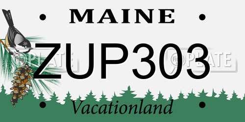 ZUP303 Maine License Plate