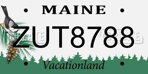 ZUT8788 Maine License Plate