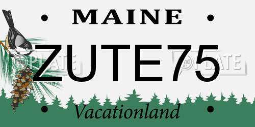 ZUTE75 Maine License Plate
