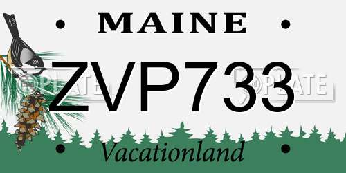ZVP733 Maine License Plate