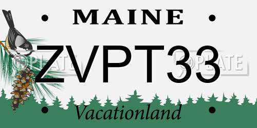 ZVPT33 Maine License Plate