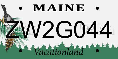 ZW2G044 Maine License Plate