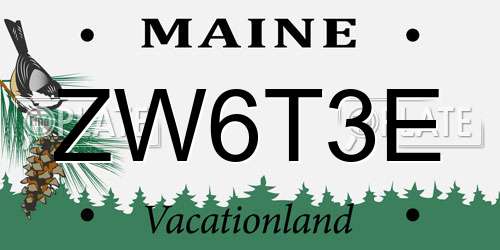 ZW6T3E Maine License Plate