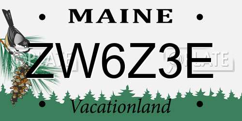 ZW6Z3E Maine License Plate