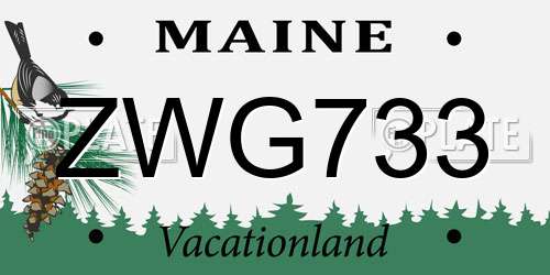 ZWG733 Maine License Plate