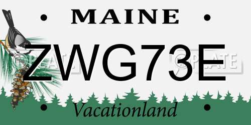 ZWG73E Maine License Plate