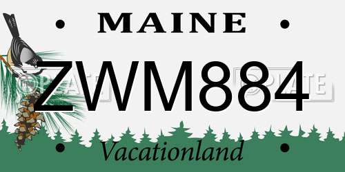 ZWM884 Maine License Plate