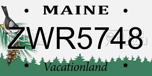 ZWR5748 Maine License Plate