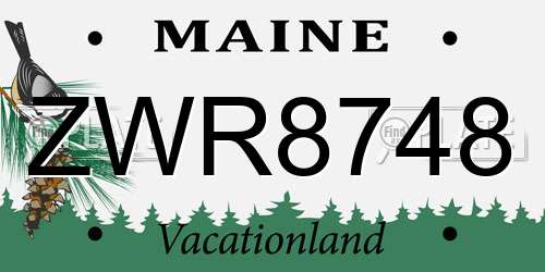 ZWR8748 Maine License Plate