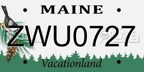 ZWU0727 Maine License Plate