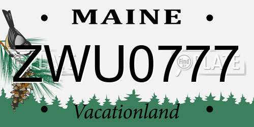ZWU0777 Maine License Plate